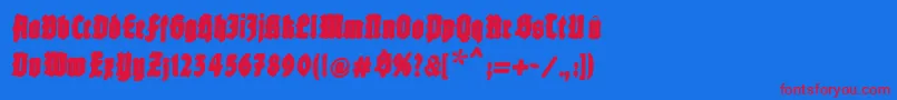 フォントFatfreefrax – 赤い文字の青い背景