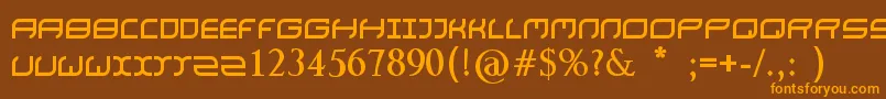 フォントNaturaBold – オレンジ色の文字が茶色の背景にあります。