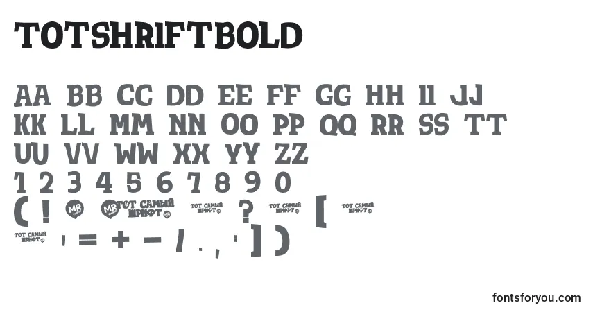 A fonte TotShriftBold – alfabeto, números, caracteres especiais