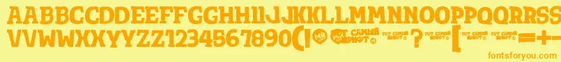 フォントTotShriftBold – オレンジの文字が黄色の背景にあります。