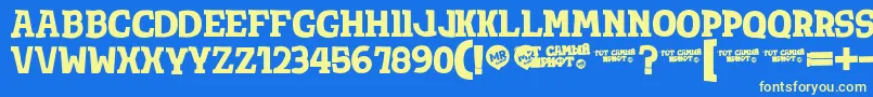 TotShriftBold Font – Yellow Fonts on Blue Background