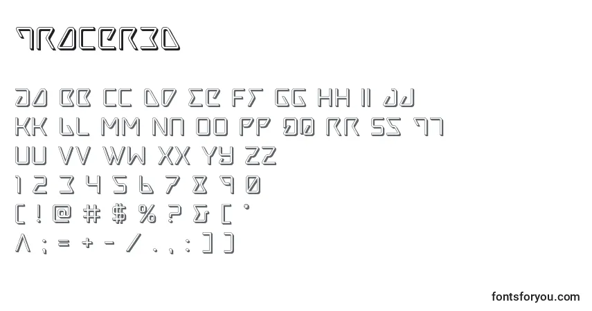 A fonte Tracer3D – alfabeto, números, caracteres especiais