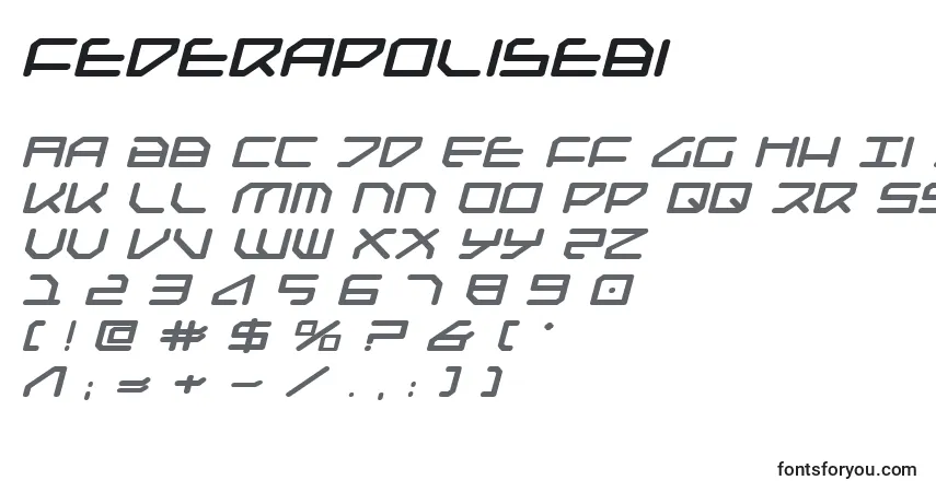 Schriftart Federapolisebi – Alphabet, Zahlen, spezielle Symbole