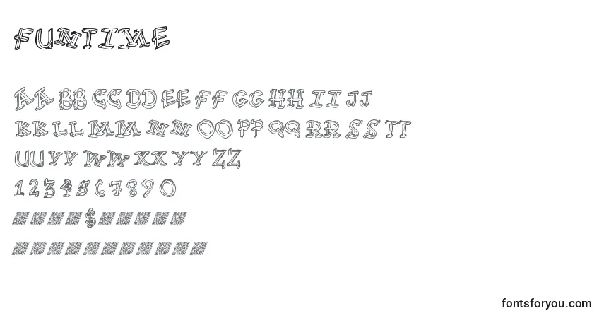 A fonte Funtime – alfabeto, números, caracteres especiais