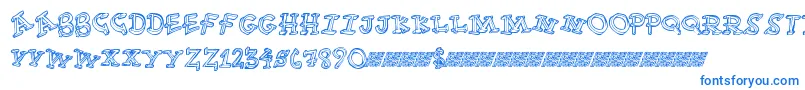 Funtime-Schriftart – Blaue Schriften auf weißem Hintergrund