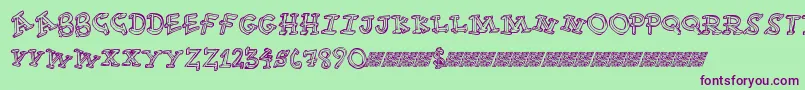 Funtime-Schriftart – Violette Schriften auf grünem Hintergrund