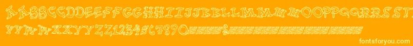 Funtime-Schriftart – Gelbe Schriften auf orangefarbenem Hintergrund