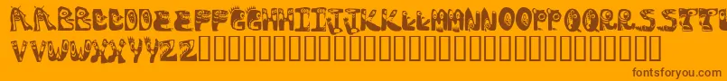 Monstocaps-Schriftart – Braune Schriften auf orangefarbenem Hintergrund