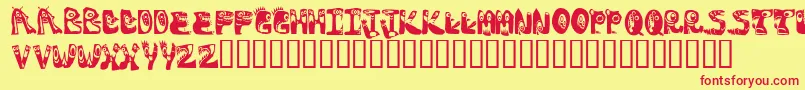 フォントMonstocaps – 赤い文字の黄色い背景