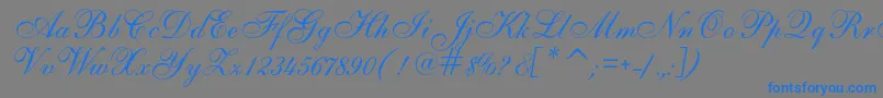 フォントAlsScript – 灰色の背景に青い文字