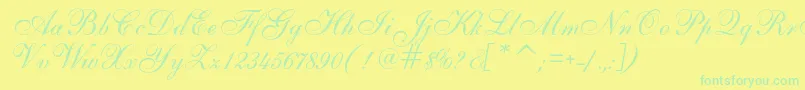 AlsScriptフォントについての詳細 フォントAlsScript – 黄色い背景に緑の文字