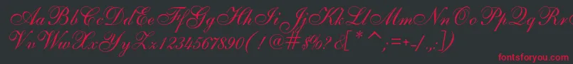 AlsScript-Schriftart – Rote Schriften auf schwarzem Hintergrund