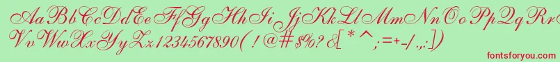 AlsScript Font – Red Fonts on Green Background