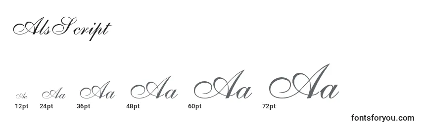 Размеры шрифта AlsScript