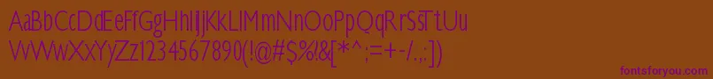 フォントKlilllightcondensed – 紫色のフォント、茶色の背景
