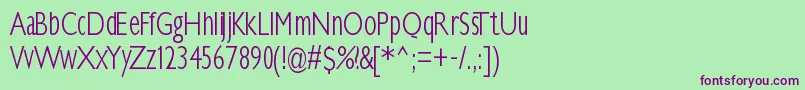 Klilllightcondensed-fontti – violetit fontit vihreällä taustalla