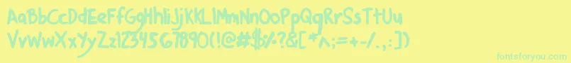 Fonte DenneKittenHeels – fontes verdes em um fundo amarelo