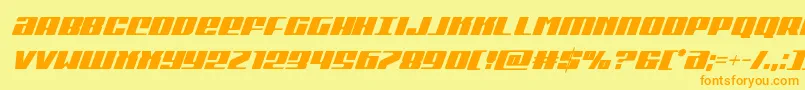 フォントMichigancondital – オレンジの文字が黄色の背景にあります。