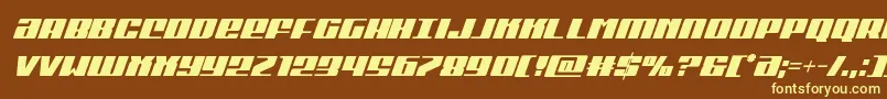 Michigancondital-Schriftart – Gelbe Schriften auf braunem Hintergrund