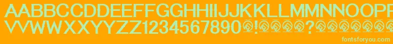 TequilasunriseRegular Font – Green Fonts on Orange Background