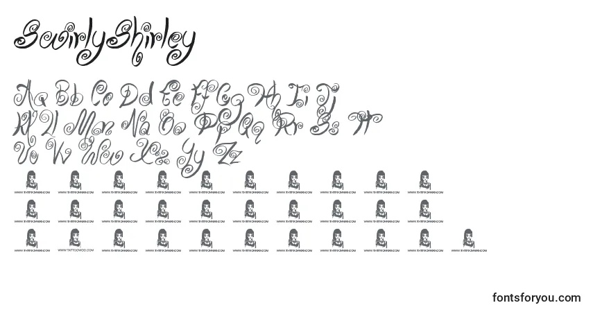 SwirlyShirley-fontti – aakkoset, numerot, erikoismerkit