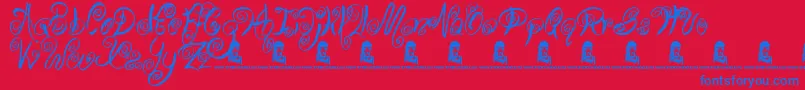 SwirlyShirley Font – Blue Fonts on Red Background