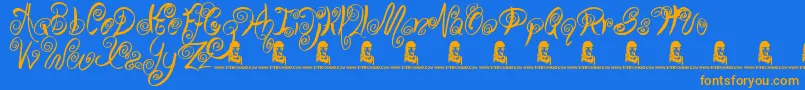 SwirlyShirley Font – Orange Fonts on Blue Background