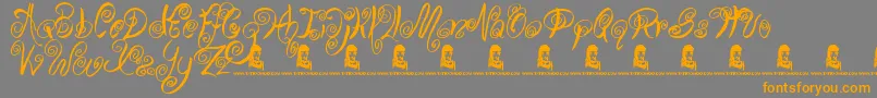SwirlyShirley-fontti – oranssit fontit harmaalla taustalla