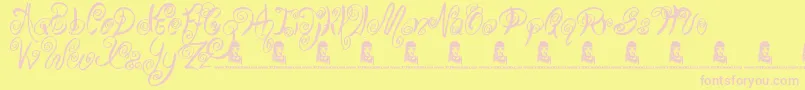 SwirlyShirley Font – Pink Fonts on Yellow Background