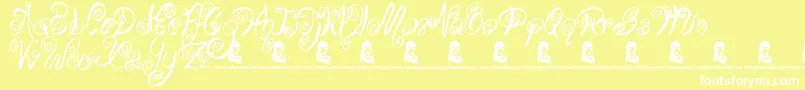 SwirlyShirley Font – White Fonts on Yellow Background