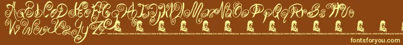 SwirlyShirley Font – Yellow Fonts on Brown Background