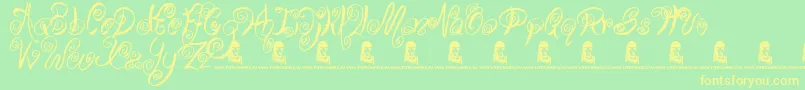 SwirlyShirley Font – Yellow Fonts on Green Background