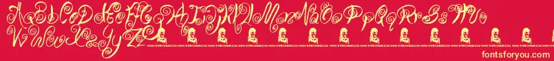 SwirlyShirley Font – Yellow Fonts on Red Background