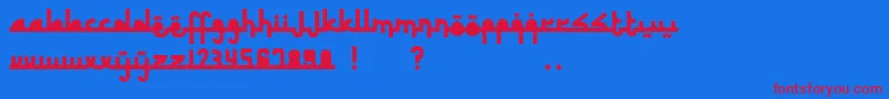 フォントRevolusiTimurTengah – 赤い文字の青い背景