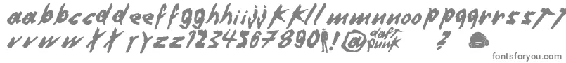 DafterHarderBetterStrongerByDuncanWick-fontti – harmaat kirjasimet valkoisella taustalla