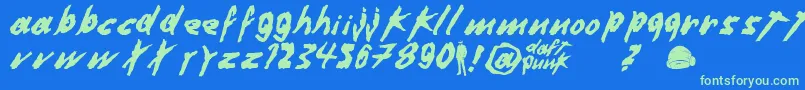 DafterHarderBetterStrongerByDuncanWick Font – Green Fonts on Blue Background