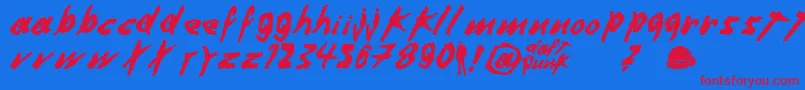 DafterHarderBetterStrongerByDuncanWick Font – Red Fonts on Blue Background