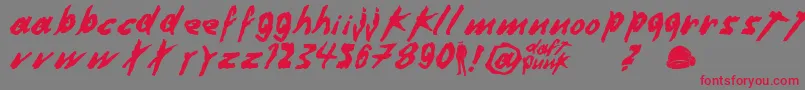 DafterHarderBetterStrongerByDuncanWick Font – Red Fonts on Gray Background