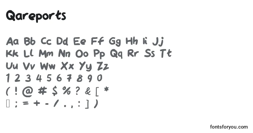 Czcionka Qareports – alfabet, cyfry, specjalne znaki