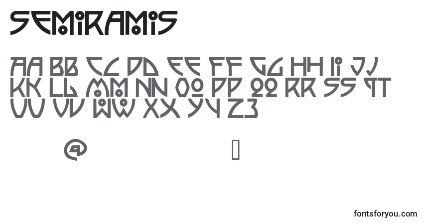 Czcionka Semiramis – alfabet, cyfry, specjalne znaki