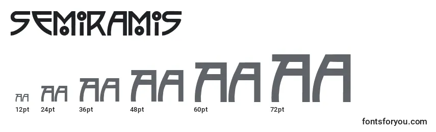 Размеры шрифта Semiramis