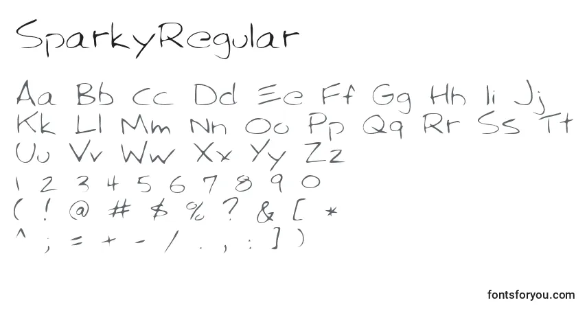 A fonte SparkyRegular – alfabeto, números, caracteres especiais