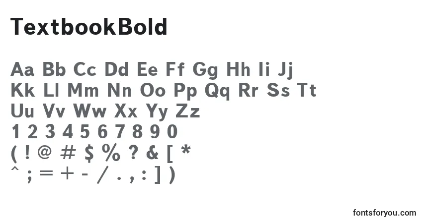 Czcionka TextbookBold – alfabet, cyfry, specjalne znaki