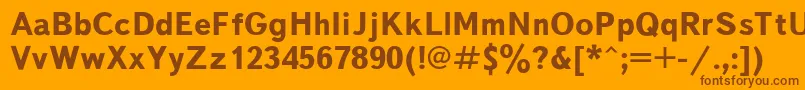 TextbookBold-Schriftart – Braune Schriften auf orangefarbenem Hintergrund