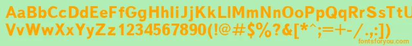 TextbookBold-fontti – oranssit fontit vihreällä taustalla