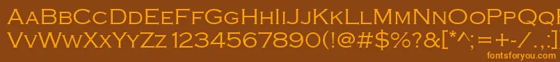 Copperplate-Schriftart – Orangefarbene Schriften auf braunem Hintergrund