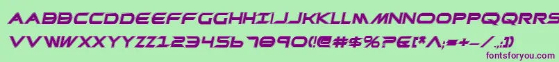 Czcionka PrometheanCollegeItalic – fioletowe czcionki na zielonym tle
