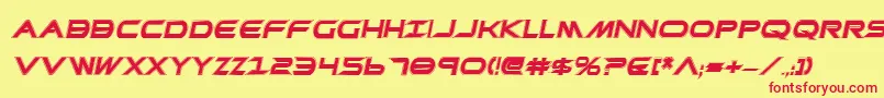 PrometheanCollegeItalic-Schriftart – Rote Schriften auf gelbem Hintergrund