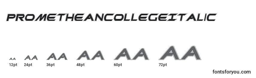 PrometheanCollegeItalic Font Sizes
