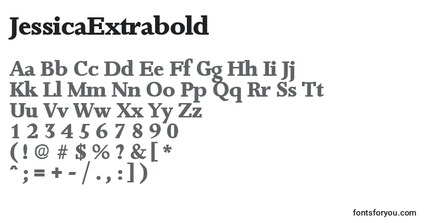 A fonte JessicaExtrabold – alfabeto, números, caracteres especiais
